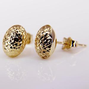 Yellow Gold Diamond Cut Stud Earrings - Special Order