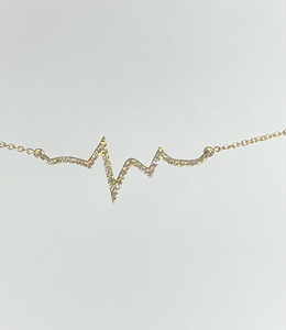 Yellow Gold Diamond Heartbeat Necklace - Special Order