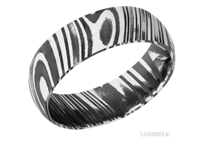 Damascus Wedding Band D7DWOODGRAIN