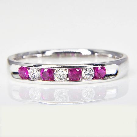 White Gold Ruby and Diamond Band - Special Order