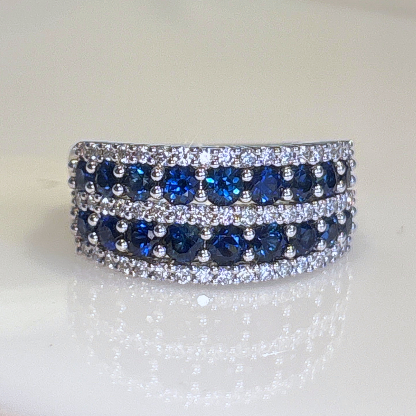 14K White Gold Sapphire Band Ring