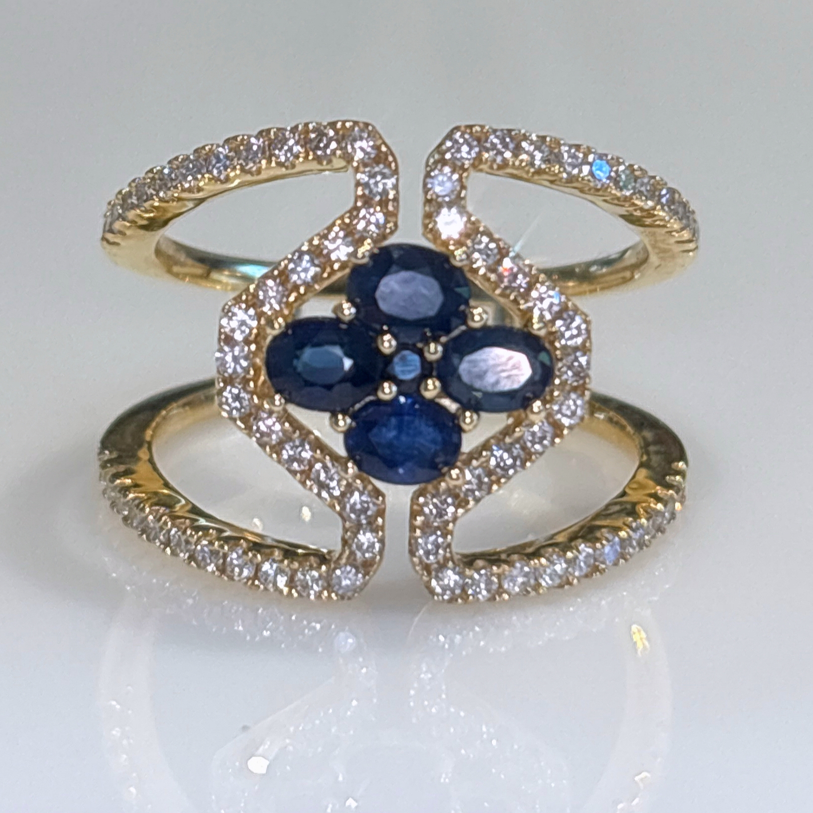 14K Yellow Gold Sapphire Contemporary Ring