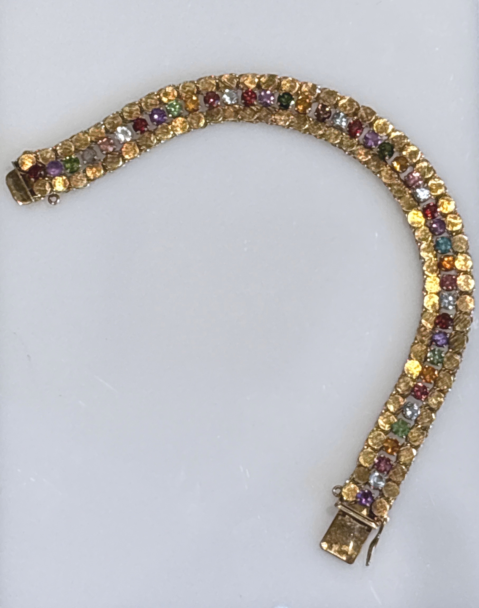 Antique/Vintage18K Yellow Gold Mixed Gems Bracelet