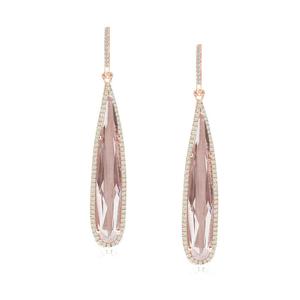 Elongated Pear White Topaz and Diamond Earrings - Special Order