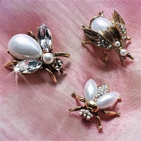Pearly Girl Bee Pin- Gold - Special Order