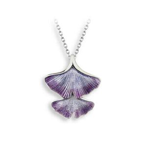  Purple Ginkgo 2-Leaf Necklace Sterling Silver - Special Order