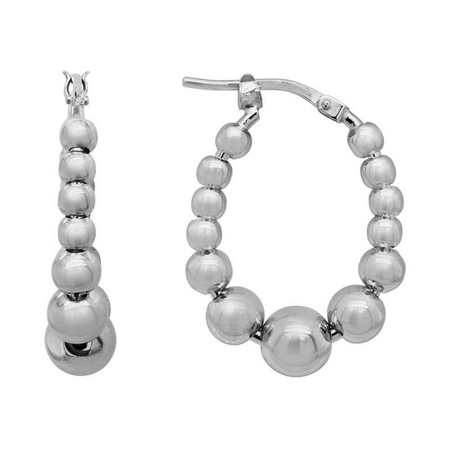 RP Sterling Silver Medium Hoop Beaded Earrings