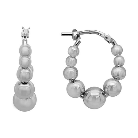 RP Sterling Silver Hoop Beaded Earrings