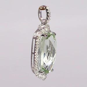 White Gold Green Amethyst and Diamond Pendant - Special Order