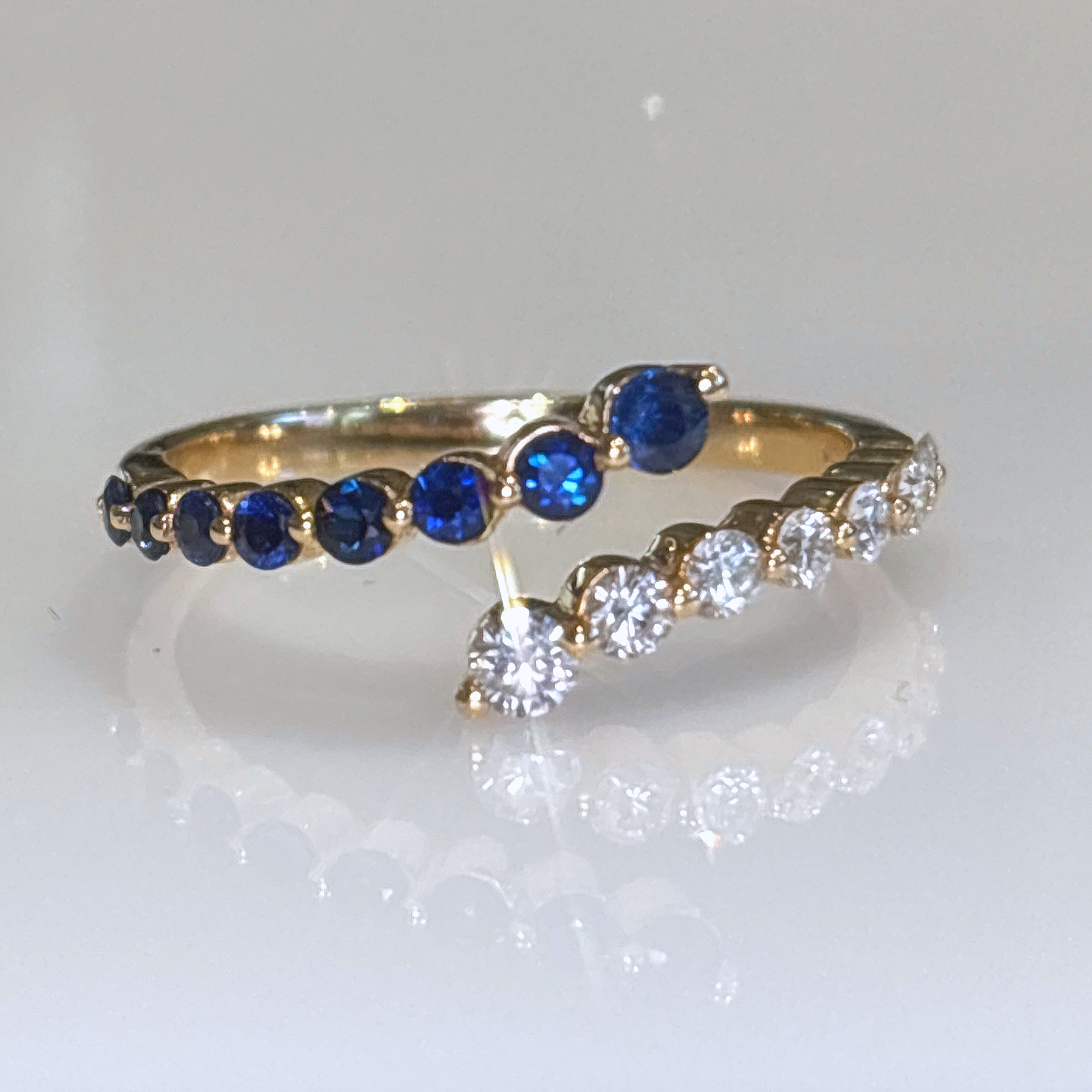 Two-Toned Blue Sapphire and Diamond Band